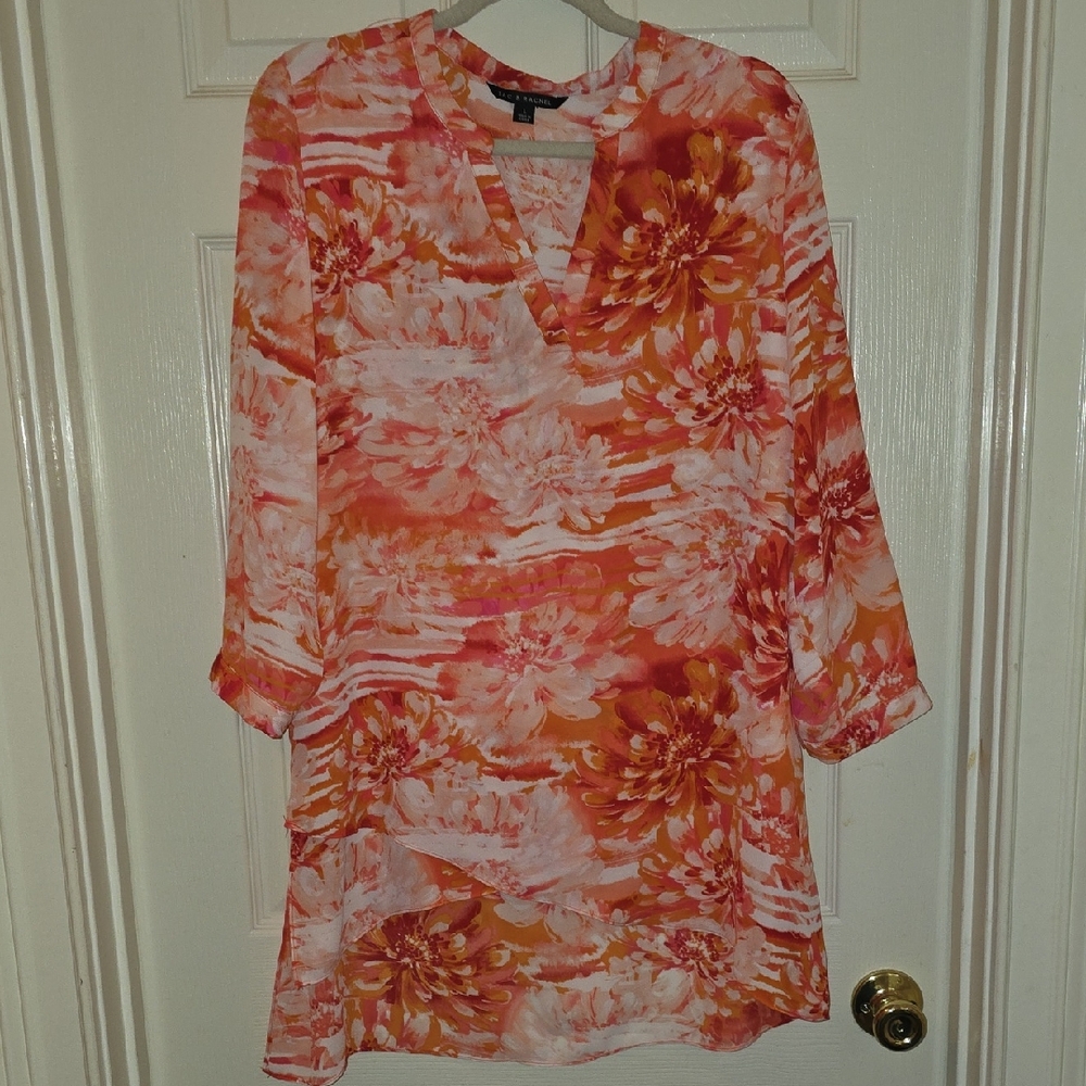 Zac & Rachel Floral Tunic - Orange‎ and Pink
